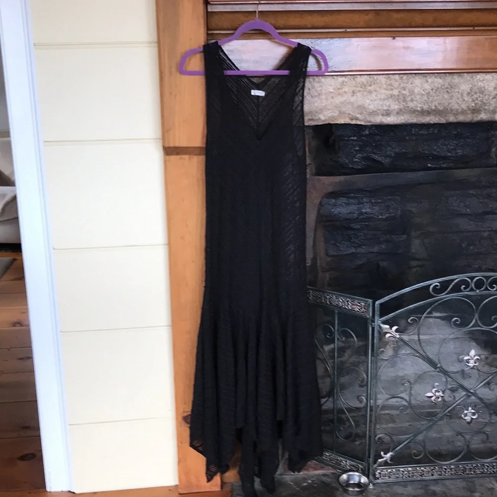 Free People Black Sheer V-Neck Maxi Dress